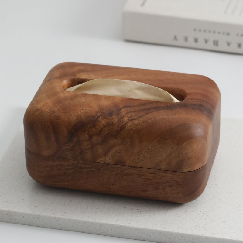 High End Minimalist Solid Wood Tissue Box, Walnut Wood Household Coffee Table, Living Room Storage Paper Box, Solid Wood Napkin Paper Box