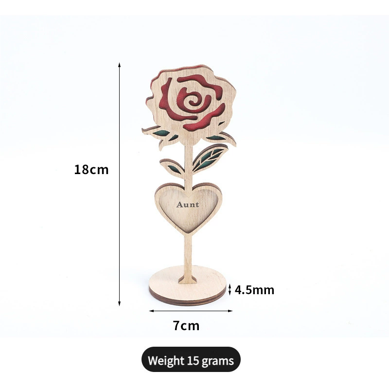 2025 Premium Wooden Rose Stand - Elegant Table Ornament, Handmade Wood Craft for Mother's Day & Festivals (Eco-Friendly Gift Decor)