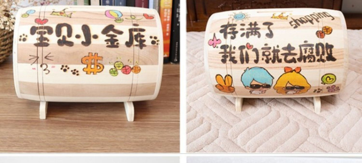 New Wooden Creative Savings Piggy Bank For Boys, Girls, And Children, With Customizable Features For Both In And Out Access