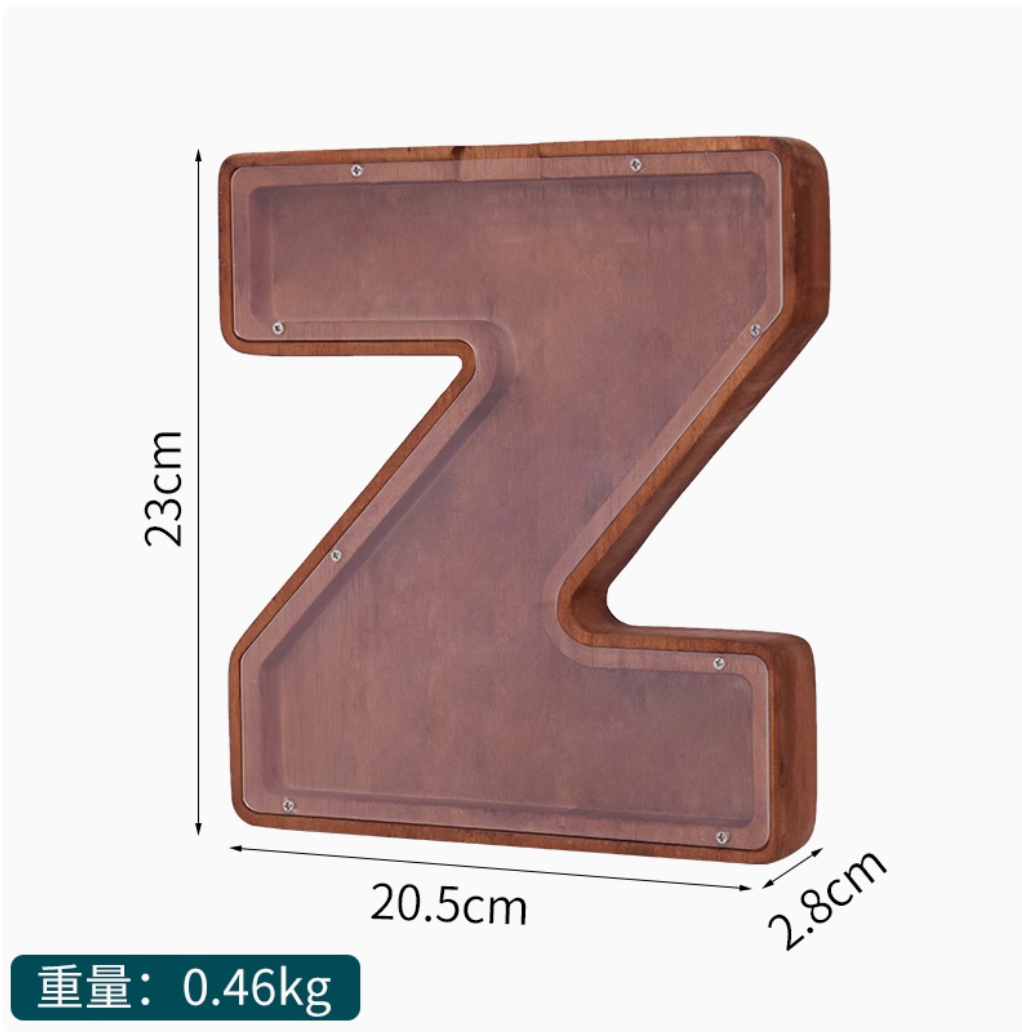 Internet Celebrity Solid Wood 2025 New English Letter Coffee Bean Storage Box Transparent Cartoon Ornament Coin Storage Box