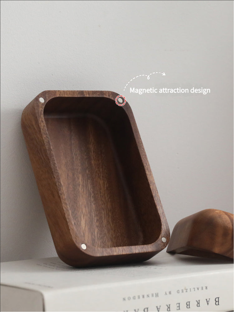 2-in-1 Wooden Coffee Table Organizer - Napkin Holder & Remote Control Storage Tray (Reclaimed Teak)