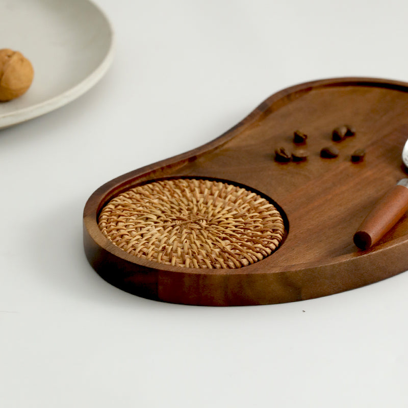Solid Wood Creative Plate Irregular Tray Dried Fruit Cashew Nut Plate Afternoon Tea Coffee Cup Dim Sum Plate Breakfast Plate Wood Plate