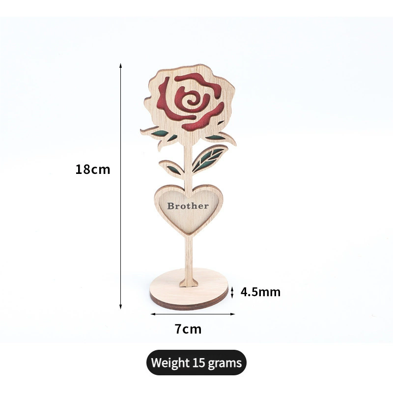 2025 Premium Wooden Rose Stand - Elegant Table Ornament, Handmade Wood Craft for Mother's Day & Festivals (Eco-Friendly Gift Decor)