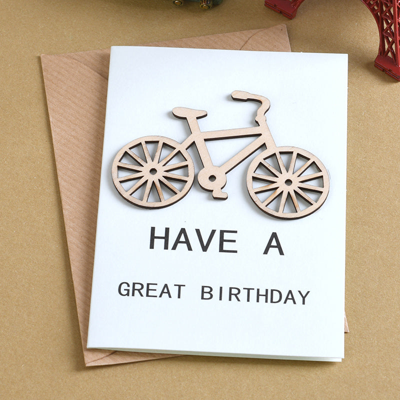 Birthday Card Retro 3D Woodcarving Wishful Blessing Card Christmas Card