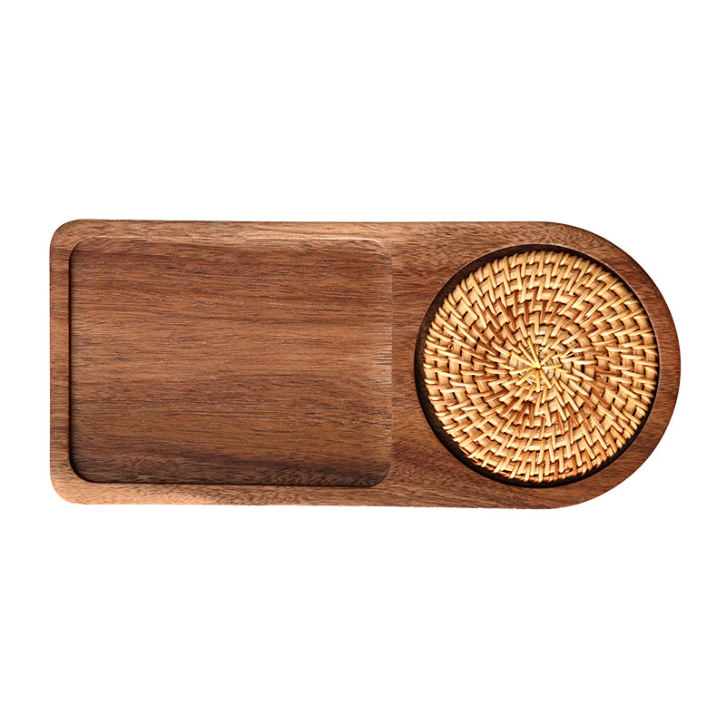 Japanese Solid Wood Tray, Water Cup, Plate, Retro Bread, Dim Sum, Dessert, Breakfast, Setting Plate, Wooden Dinner Plate