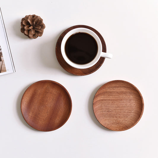 Solid Wood Coaster, Ebony Insulation Mat, Heat-Resistant Dining Mat, Wooden Tea Cup Mat, Cup Holder, Japanese Style Wooden Mat