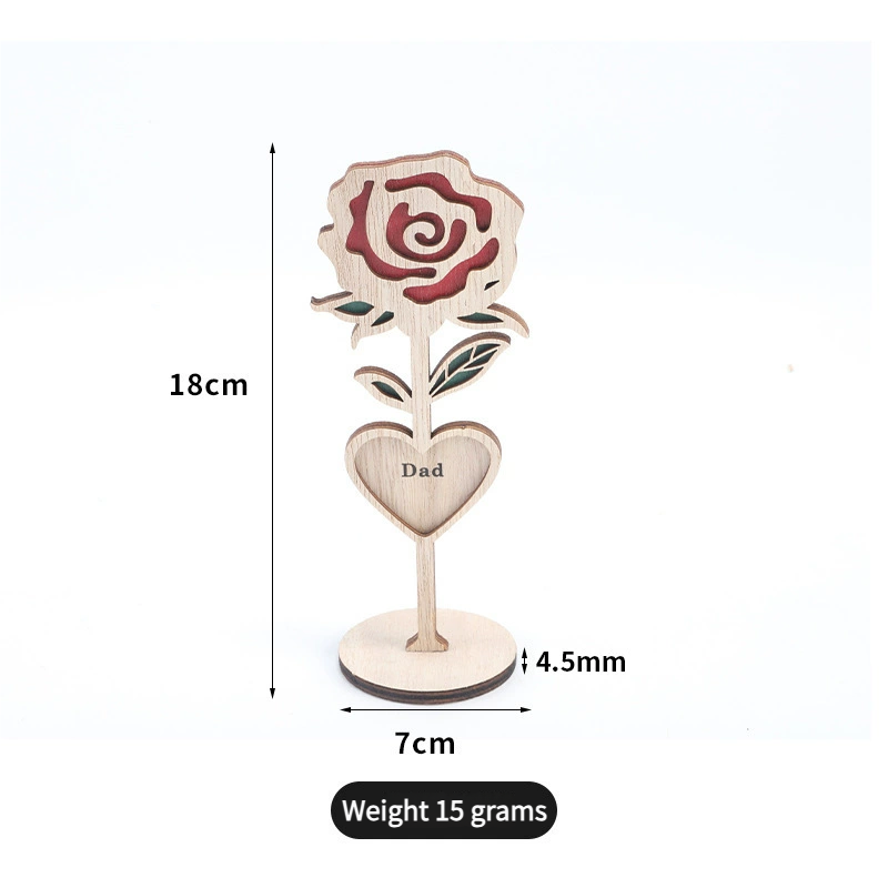 2025 Premium Wooden Rose Stand - Elegant Table Ornament, Handmade Wood Craft for Mother's Day & Festivals (Eco-Friendly Gift Decor)