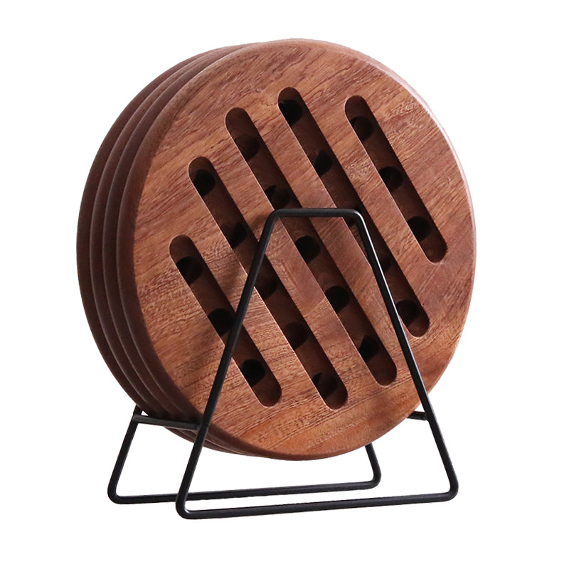 Large Solid Wood Chinese Style Insulation Mat, Household Pot Mat, Dining Table Mat, Wooden Heat-Resistant Kitchen Mat, Plate Mat