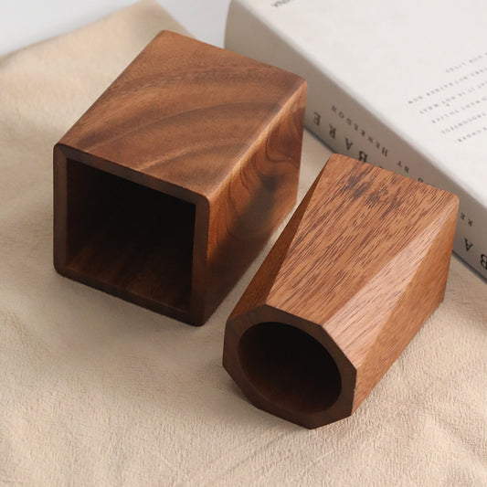 Solid Wood Pen Holder, Multifunctional Wooden Pen Holder Storage Box, Desktop Creative, Fashionable, Cute Decoration, Walnut Stationery