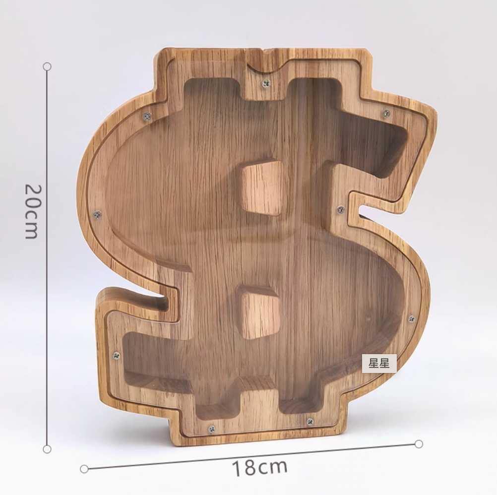 Wooden Piggy Bank, Money Box, Piggy Bank Ornament, Cartoon Transparent Gift, Christmas Tree, New Year'S Money