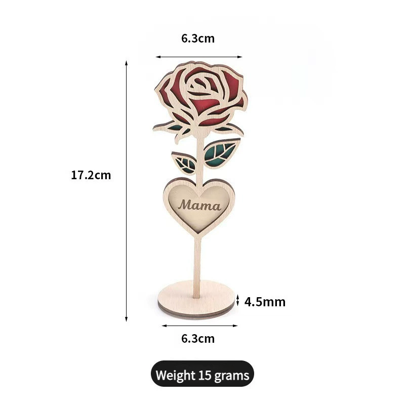 2025 Premium Wooden Rose Stand - Elegant Table Ornament, Handmade Wood Craft for Mother's Day & Festivals (Eco-Friendly Gift Decor)