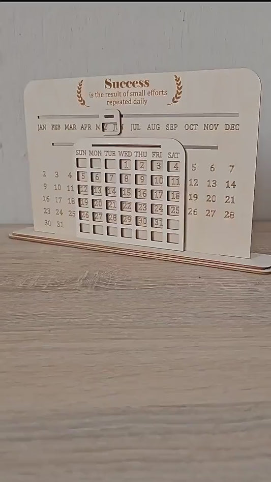 Handmade Wooden DIY Calendar - Customizable Home Decor & Desk Organizer (Eco-Friendly Gift, Natural Craftsmanship, Perfect for Office/Home)