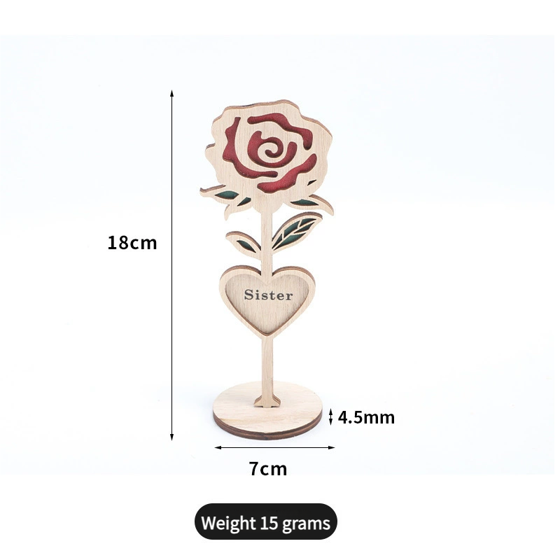 2025 Premium Wooden Rose Stand - Elegant Table Ornament, Handmade Wood Craft for Mother's Day & Festivals (Eco-Friendly Gift Decor)